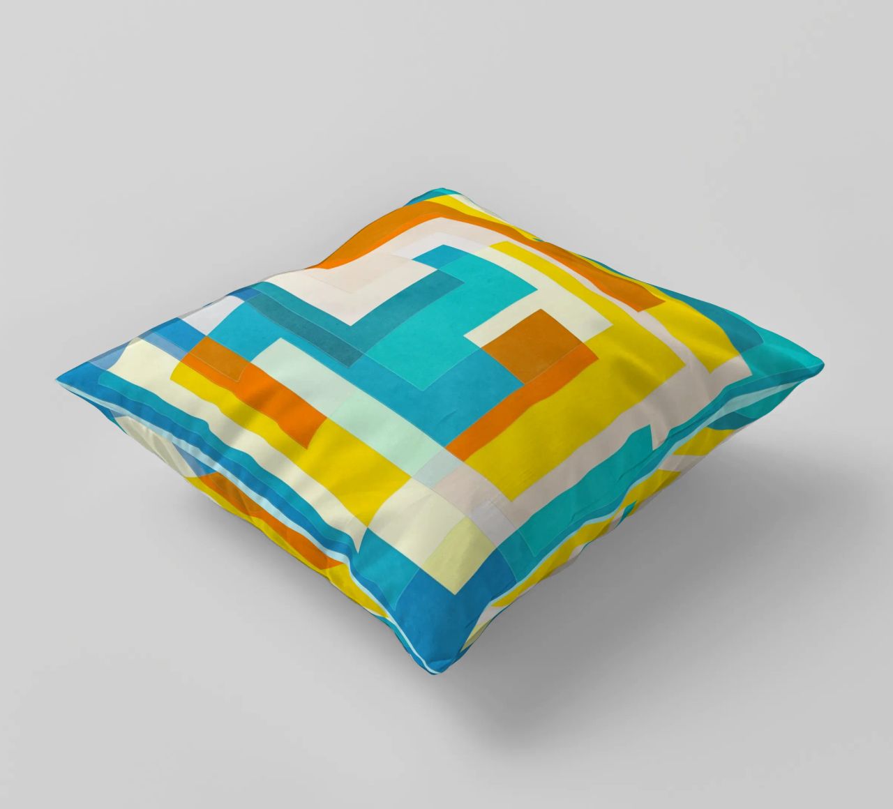 Forward - Forme geometriche astratte di colore blu verde acqua cuscino da lovely lines