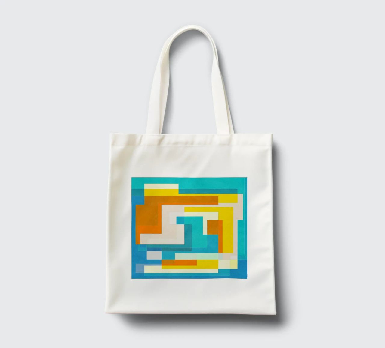 Forward - Forme geometriche astratte di colore blu verde acqua borsa in juta da lovely lines