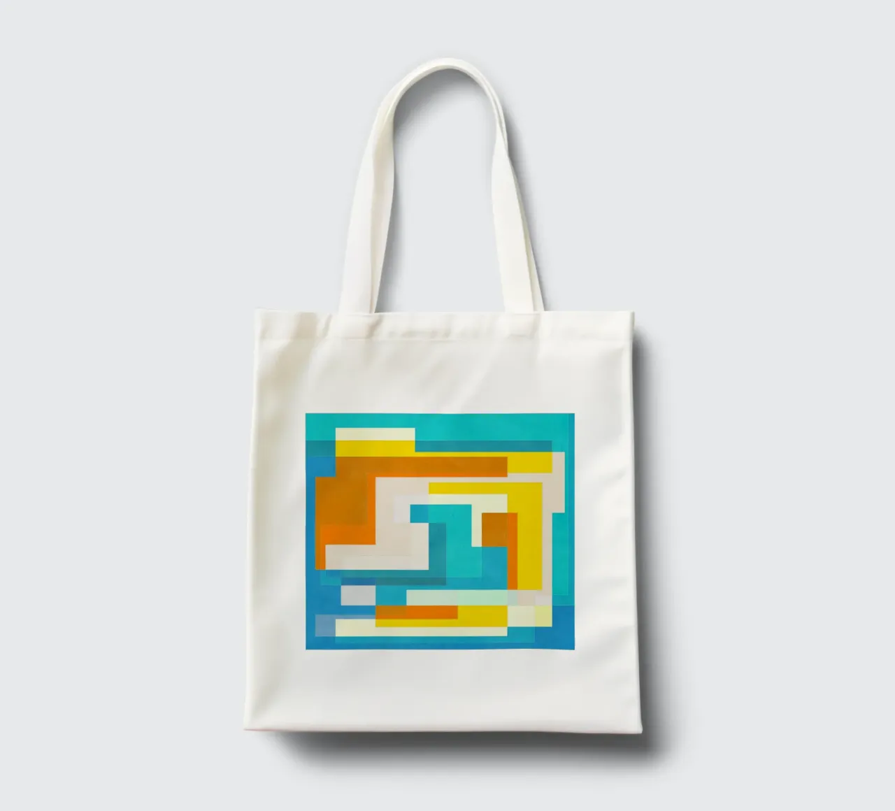 Forward - Forme geometriche astratte di colore blu verde acqua borsa in juta da lovely lines