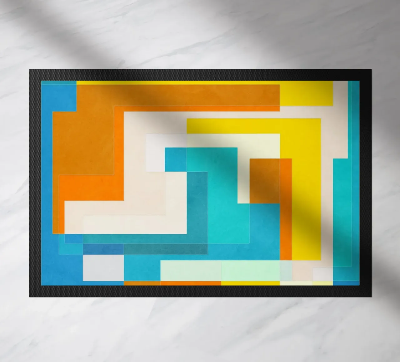 Forward - Forme geometriche astratte di colore blu verde acqua zerbino da Abstract 888