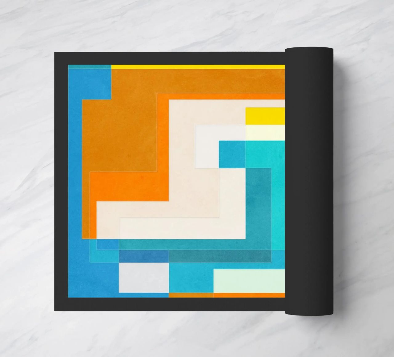 Forward - Forme geometriche astratte di colore blu verde acqua zerbino da lovely lines