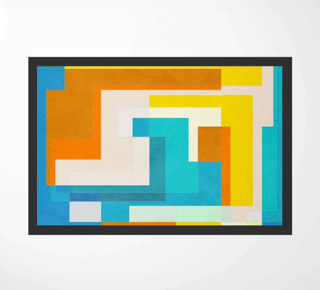 Forward - Forme geometriche astratte di colore blu verde acqua zerbino da lovely lines