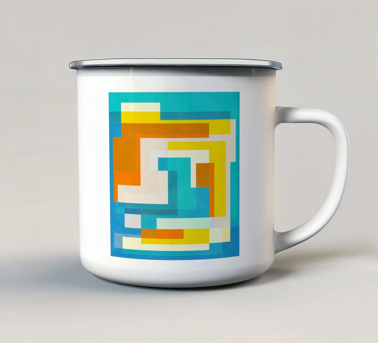 Forward - Forme geometriche astratte di colore blu verde acqua tazza in smalto da lovely lines