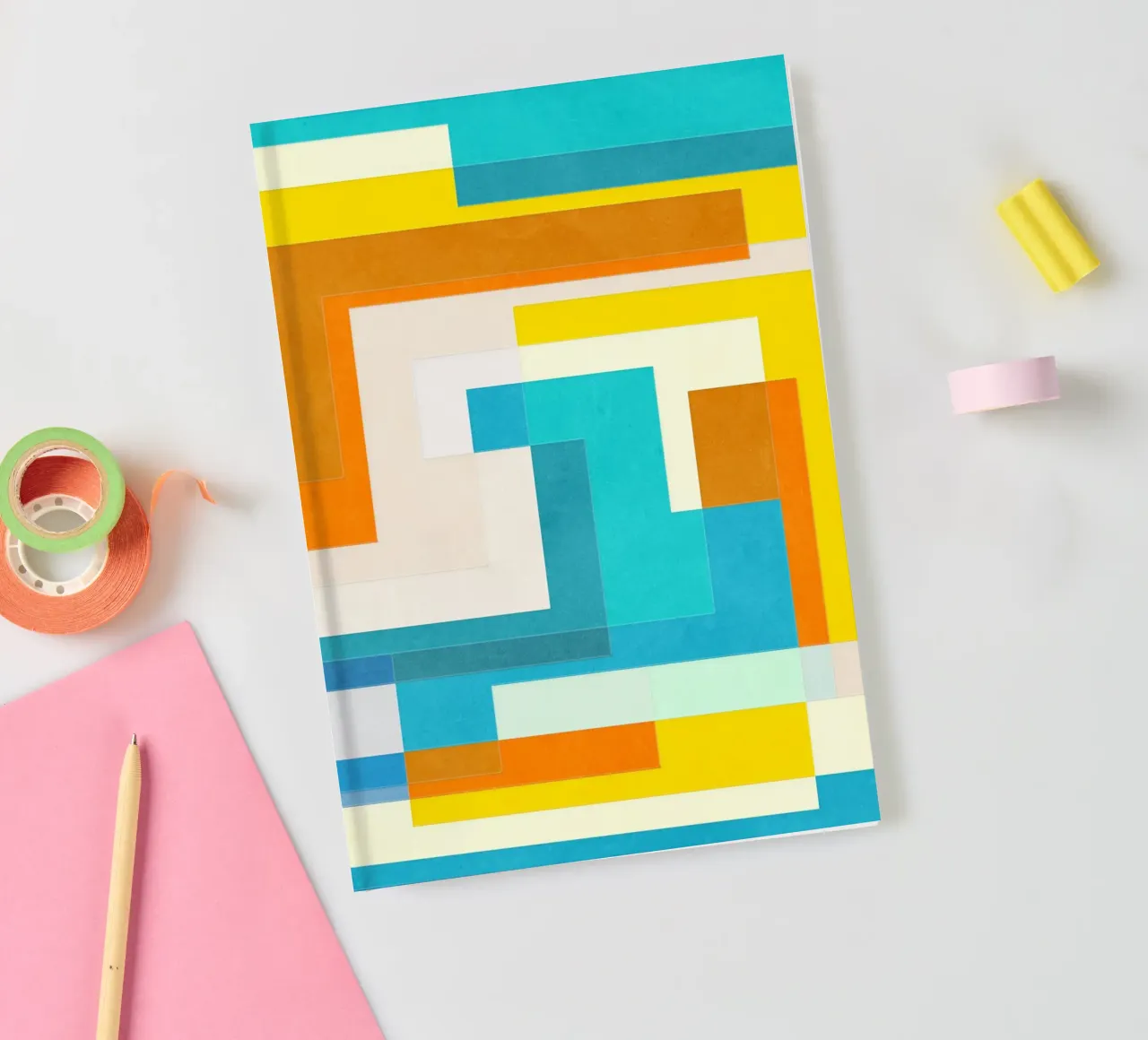 Forward - Forme geometriche astratte di colore blu verde acqua diario da lovely lines