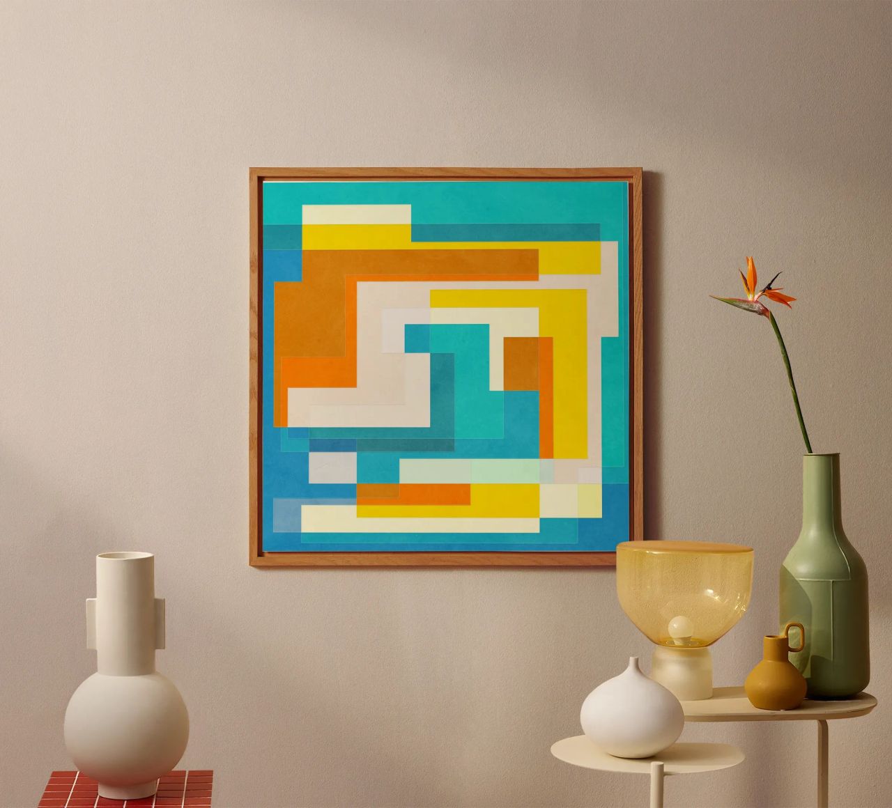 Forward - Forme geometriche astratte di colore blu verde acqua alluminio dibond da lovely lines