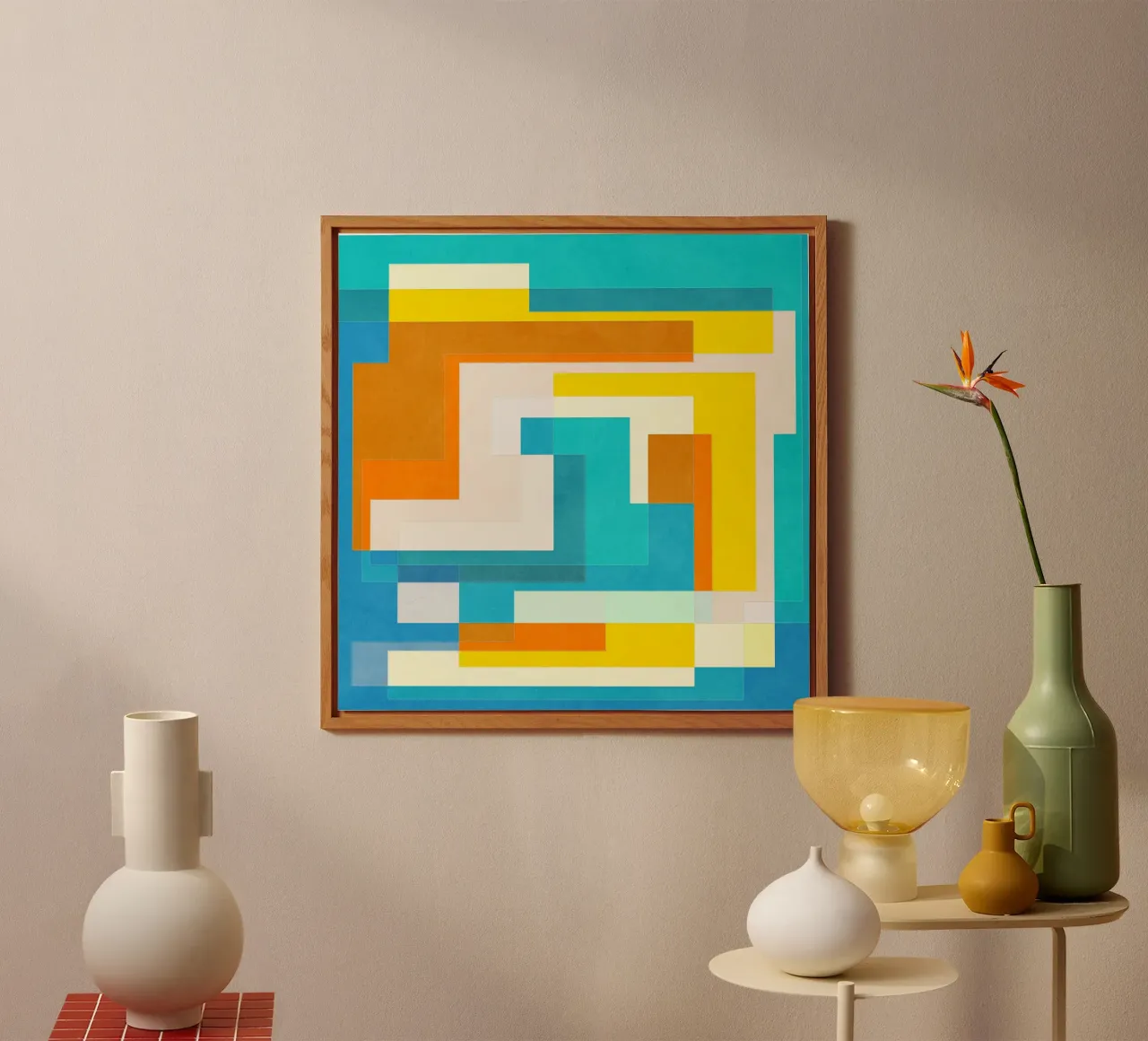 Forward - Forme geometriche astratte di colore blu verde acqua alluminio dibond da Abstract 888