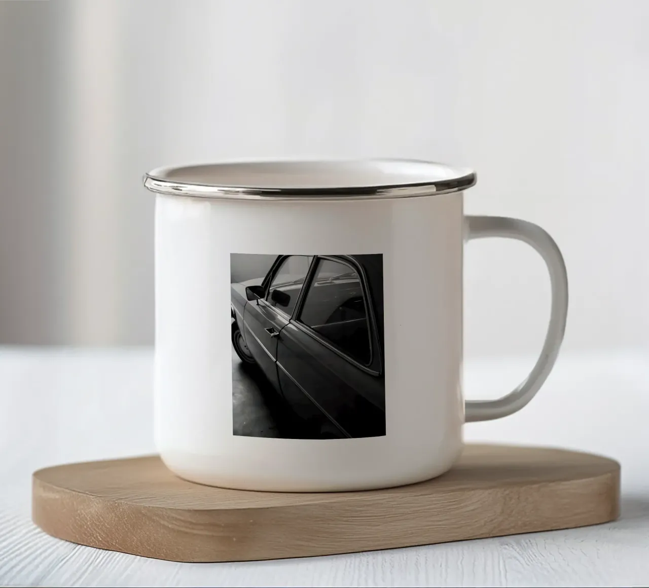 Auto d'epoca monocromatica tazza in smalto da CAR EDITION