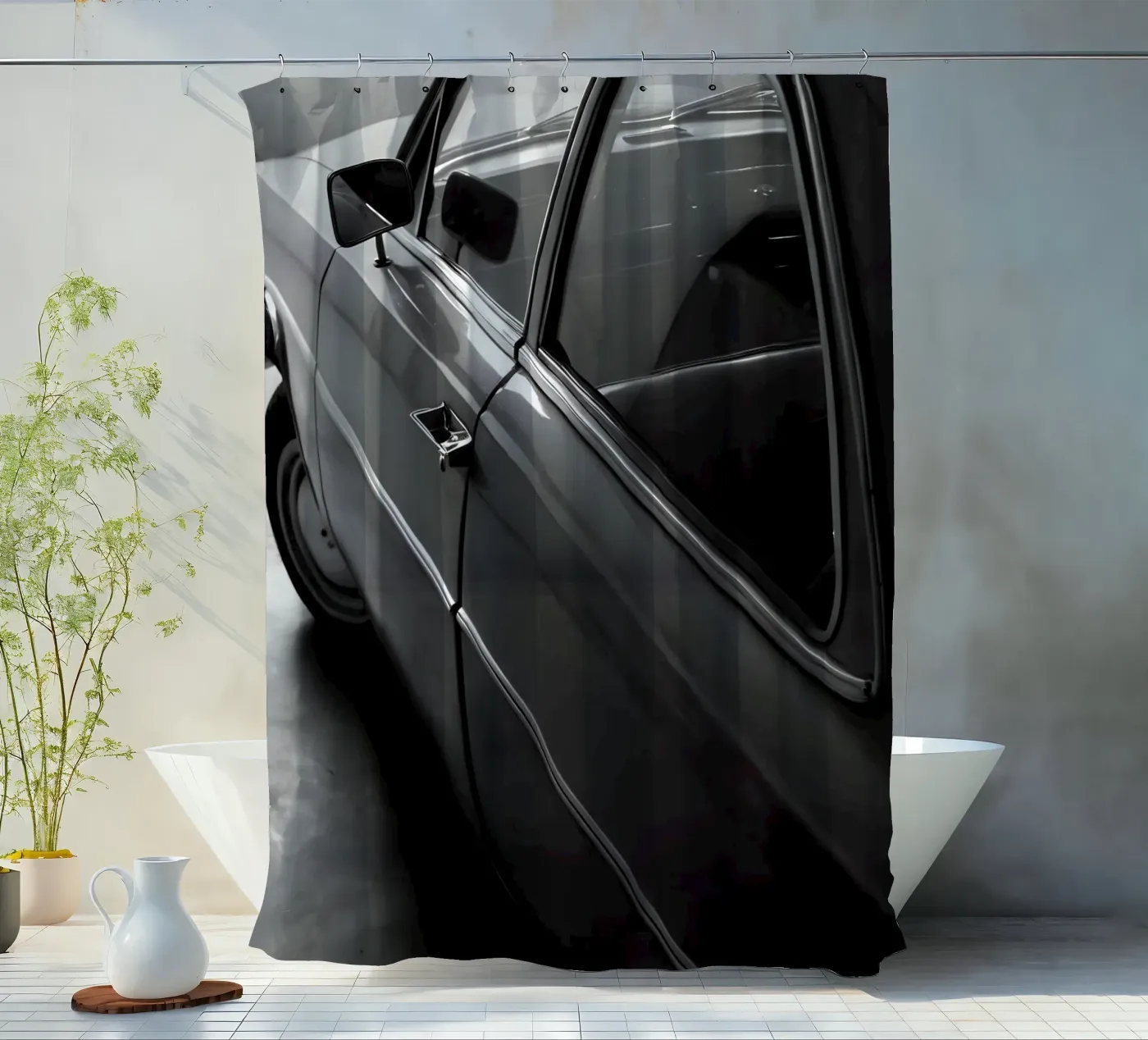 Monochromer Oldtimer Duschvorhang von CAR EDITION