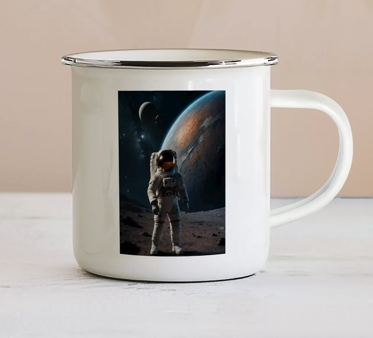 Exolune emaille mok van Stellar Dream Art