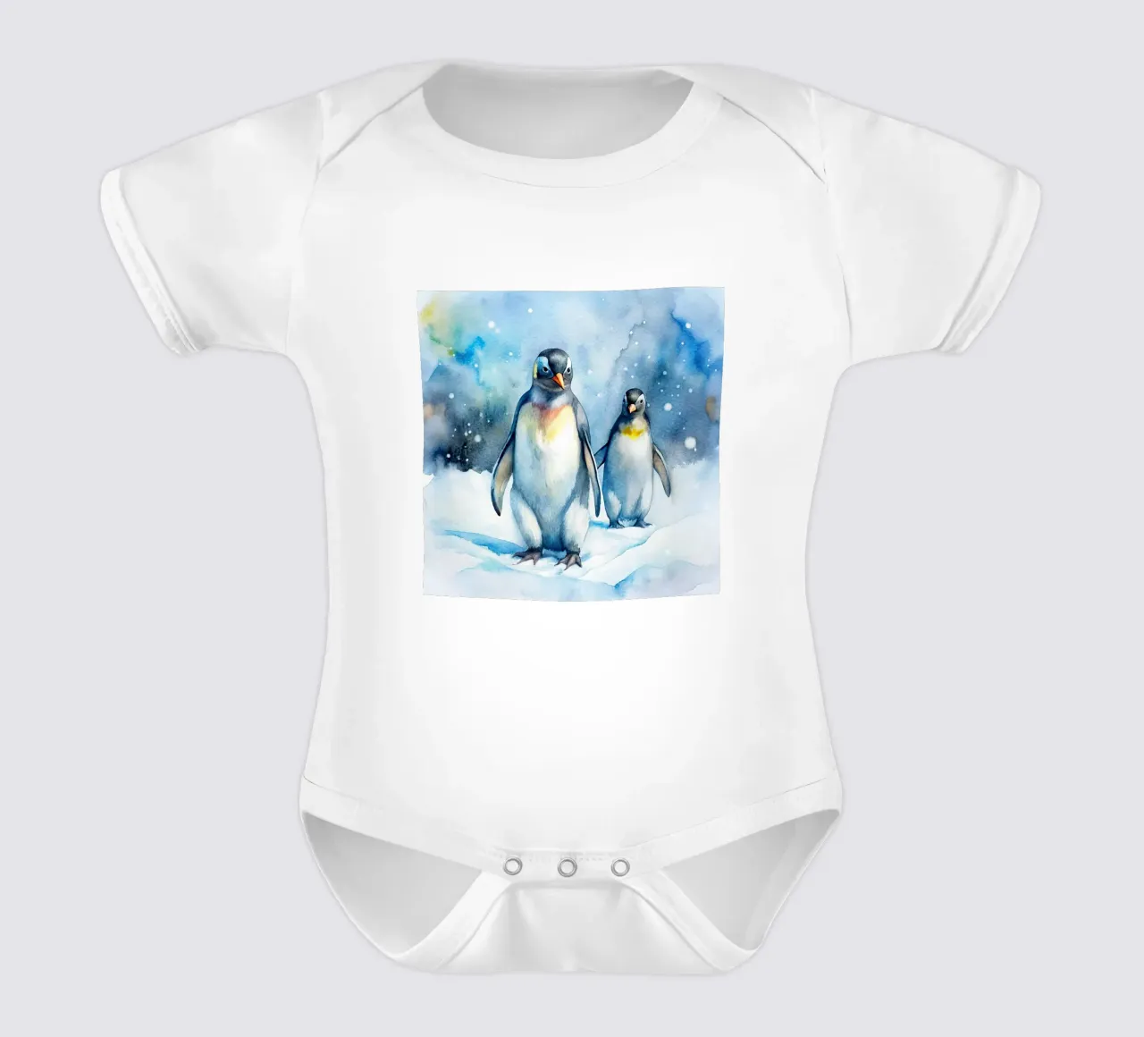 Pinguini ad acquerello body neonato maniche corte da 🎁 ARTVI-SHOP