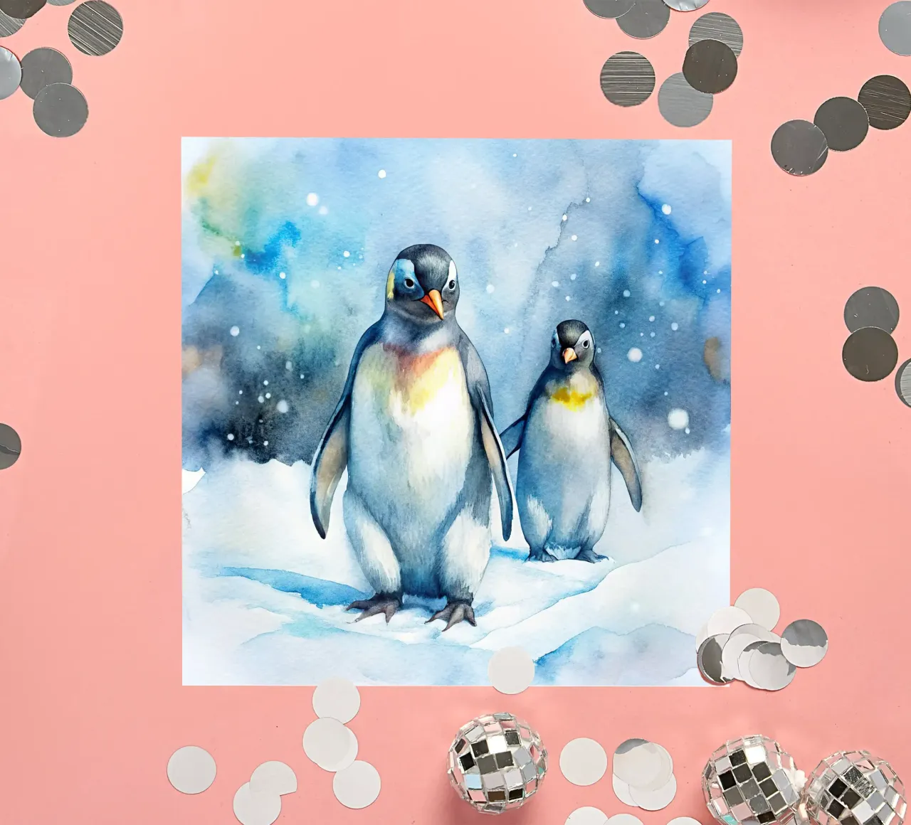 Penguins in watercolor sticker by 🎁 ARTVI-SHOP