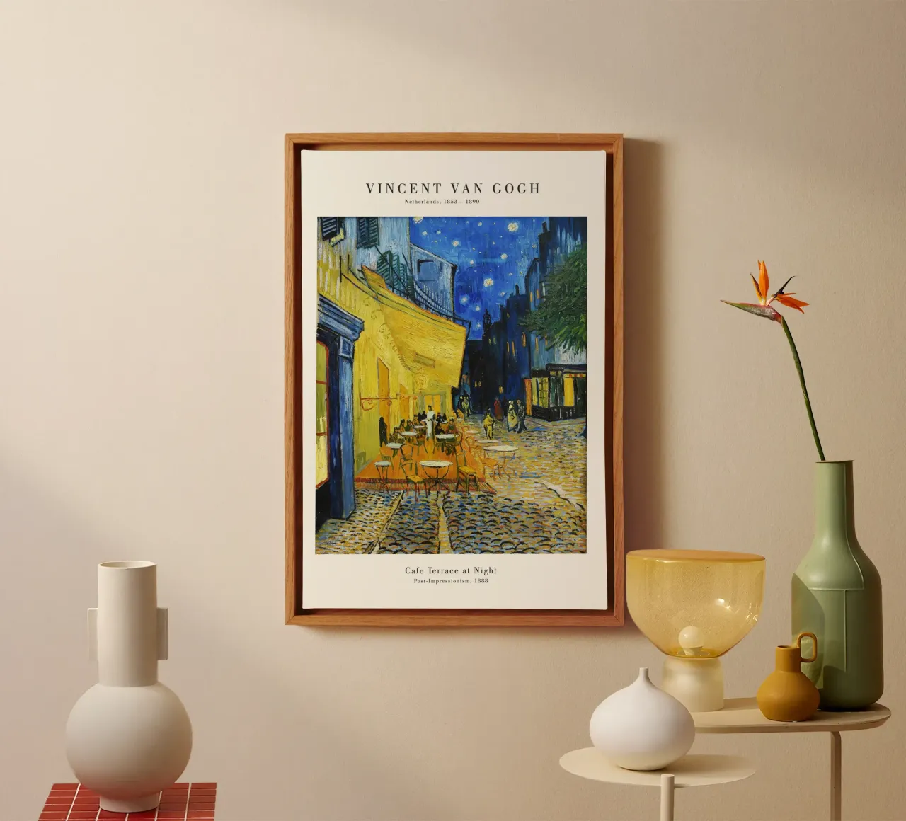 Van Gogh - Terrazza del caffè di notte 1888 tela con Cornice a cassetta da Old Masters