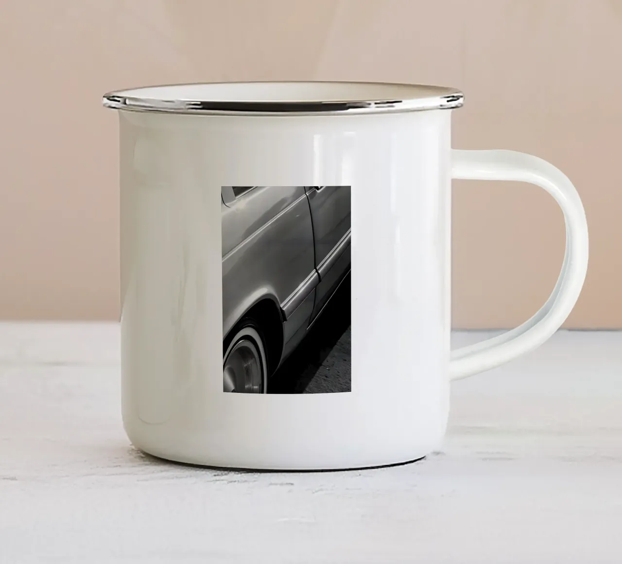 Auto d'epoca monocromatiche tazza in smalto da CAR EDITION