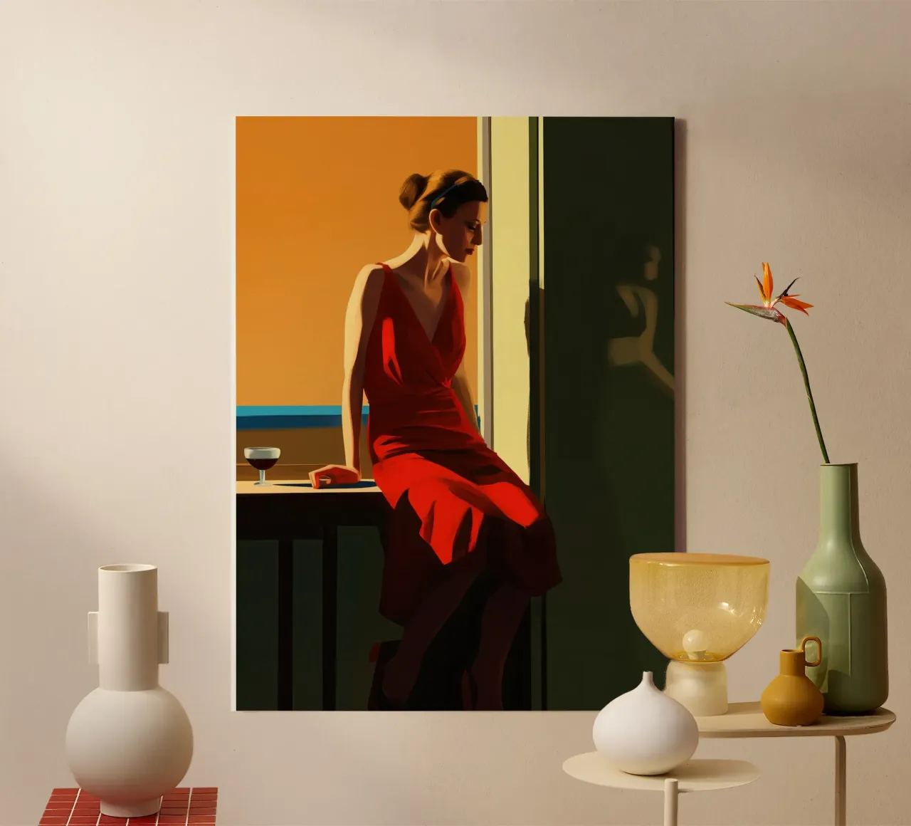Lonely Sunday | American Realism E. Hopper style canvas with Floater frame by Autofocus