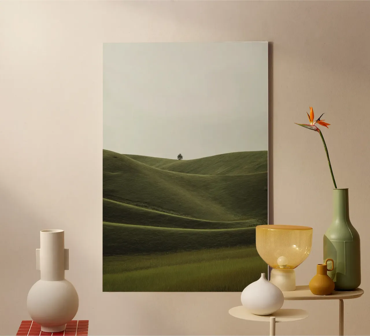 Hillside Landscape with Lone Tree canvas by Indigo Tides Art