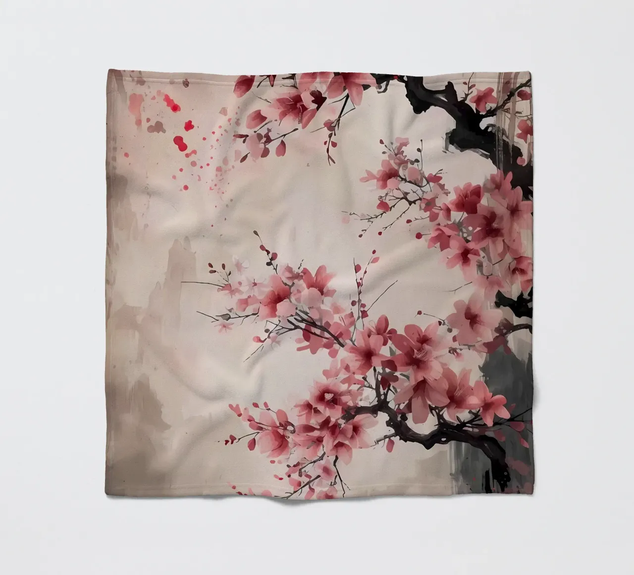 ciliegio in fiore giapponese coperta in pile da Rebecca Clark Wyrick
