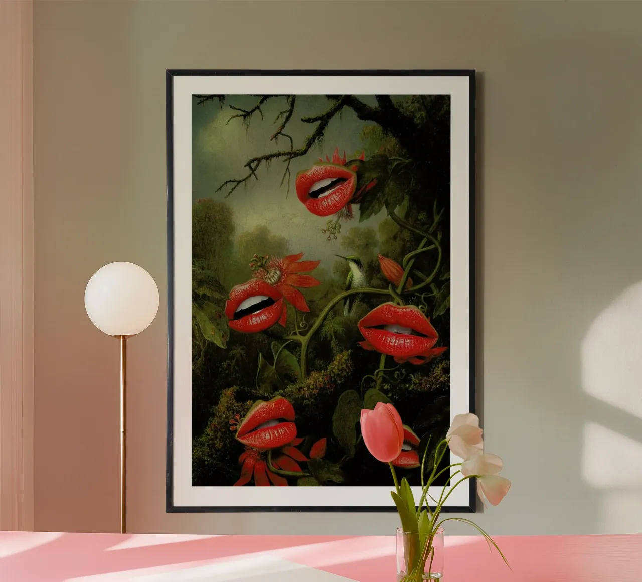 Jungle Of The Carnivores poster con telaio in plastica da Jonas Loose