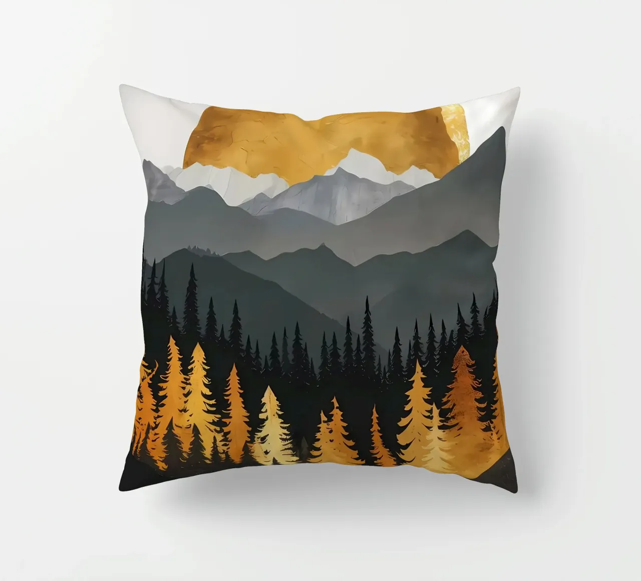 Alberi di pino - decorazioni in oro cuscino da Albert S Jacob