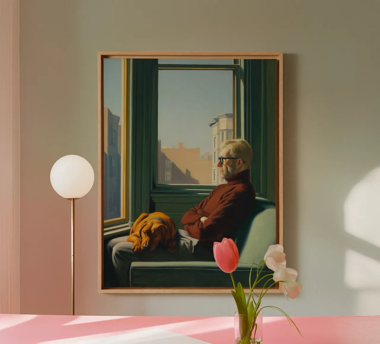 Concerned about the future | Inspired by E. Hopper canvas with Floater frame by Autofocus