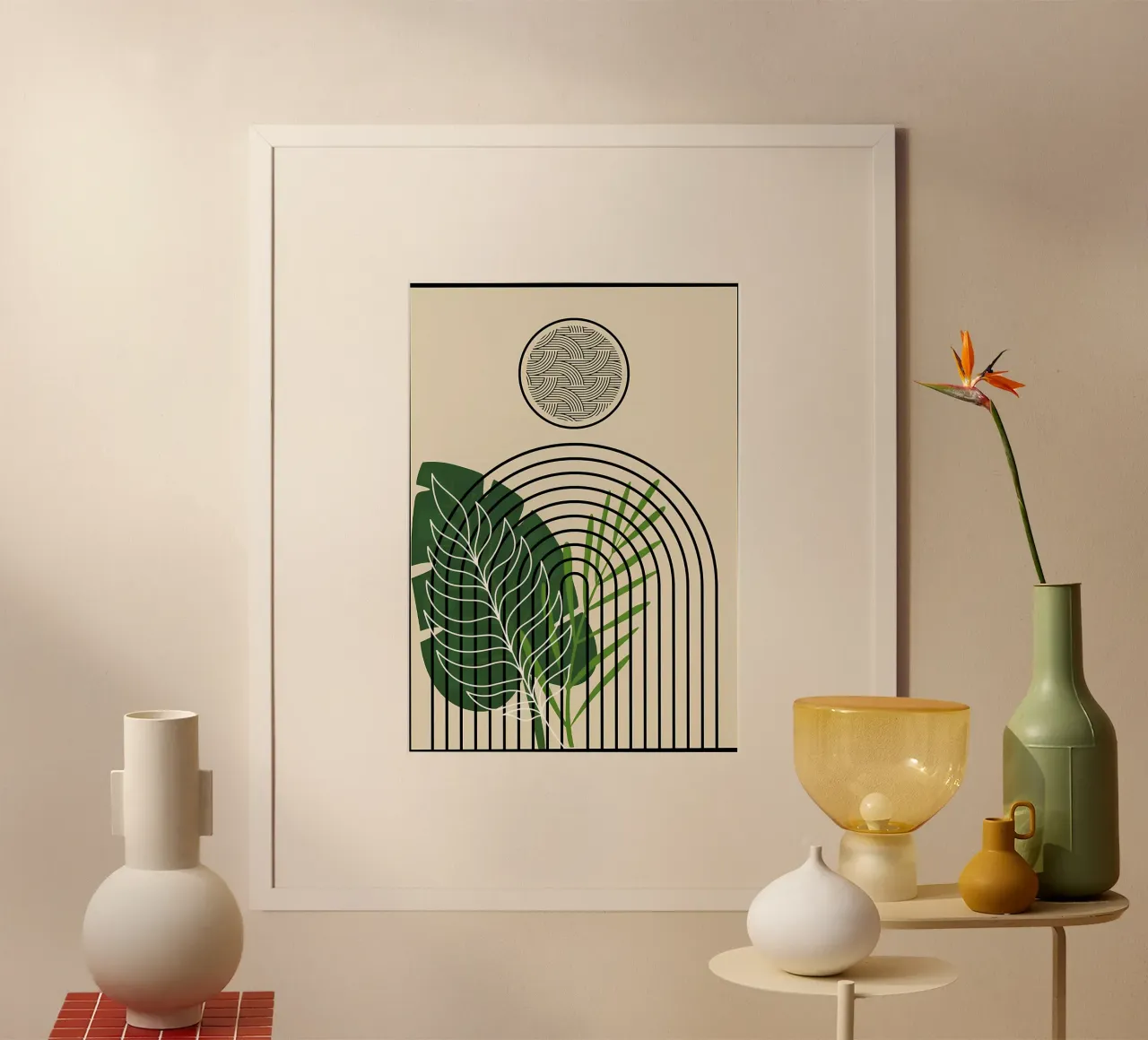 Tropical Abstract Art Print poster with plastic frame by James M Coyle