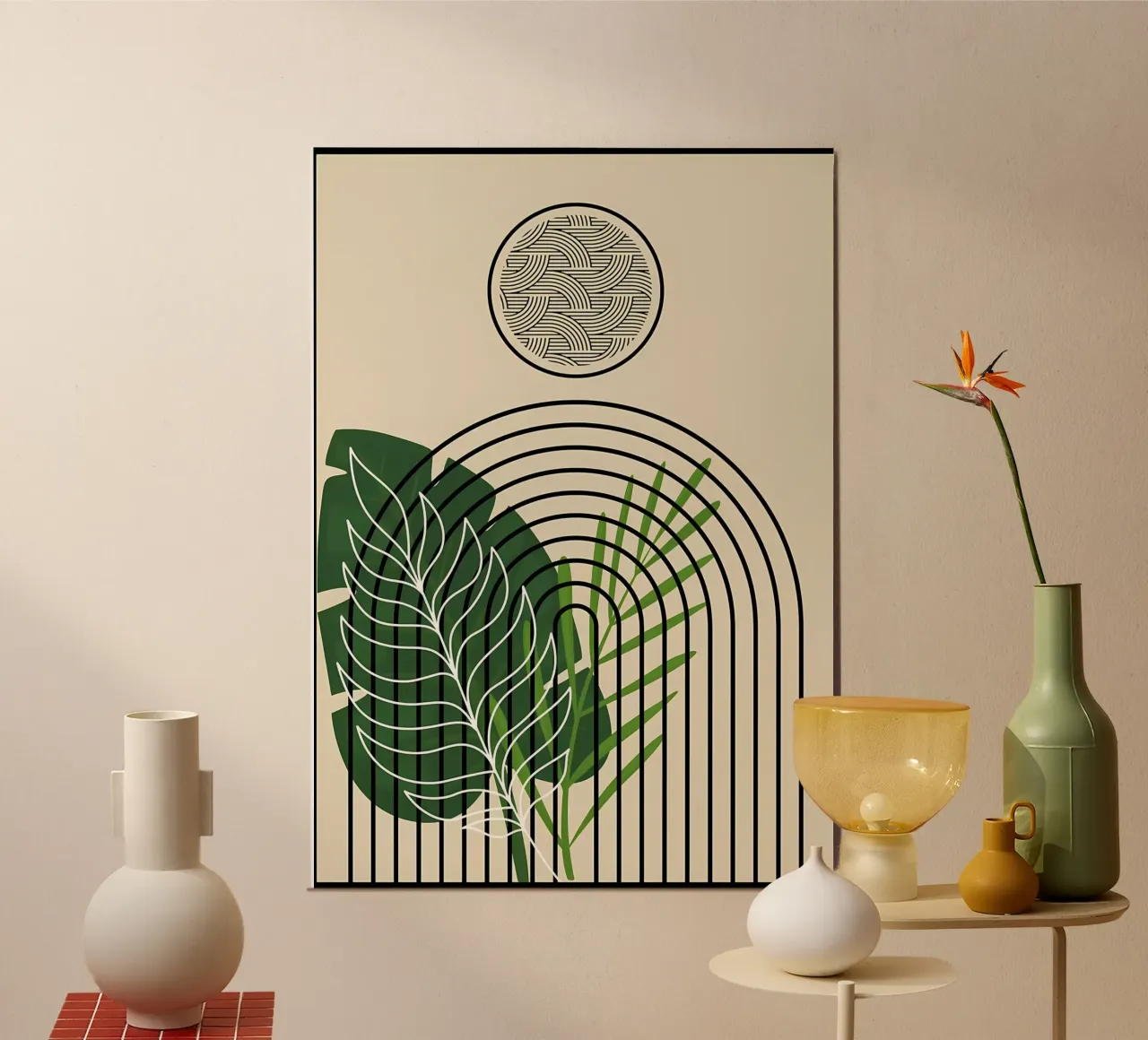 Tropical Abstract Art Print poster with plastic frame by James M Coyle
