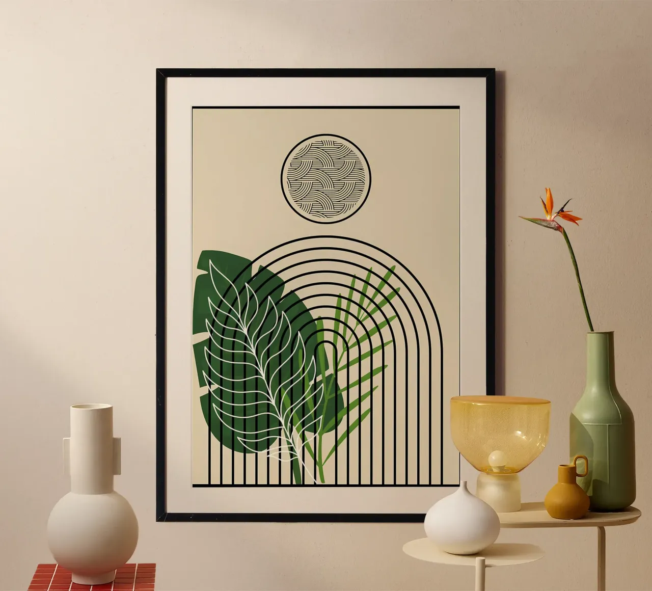 Tropical Abstract Art Print poster with plastic frame by James M Coyle