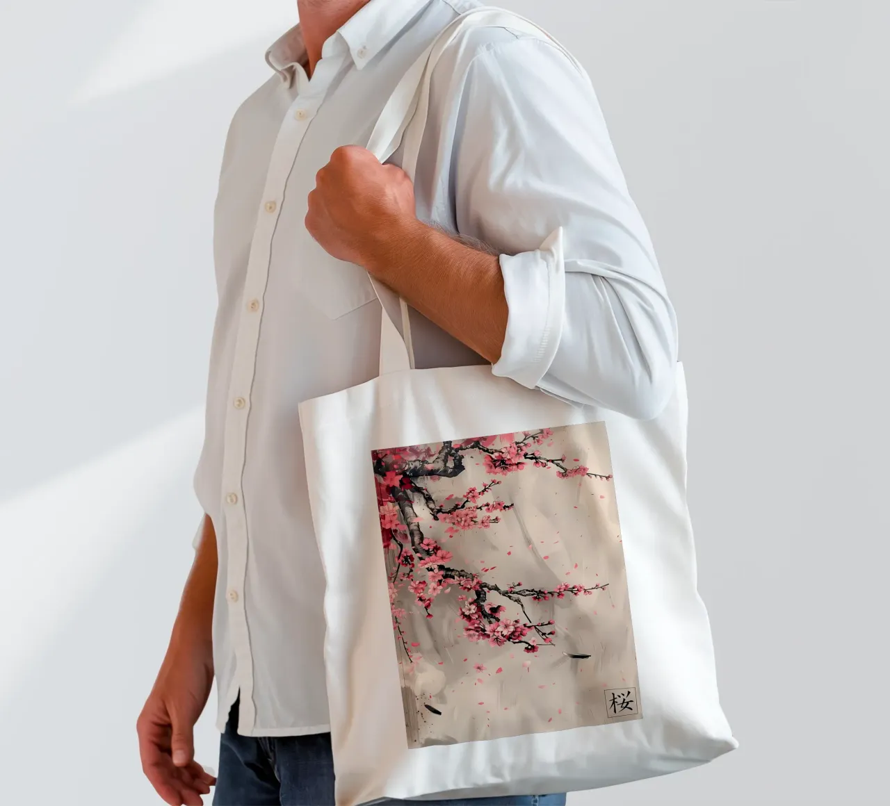 Sakura Japanese Asian tote bag by Rebecca Clark Wyrick