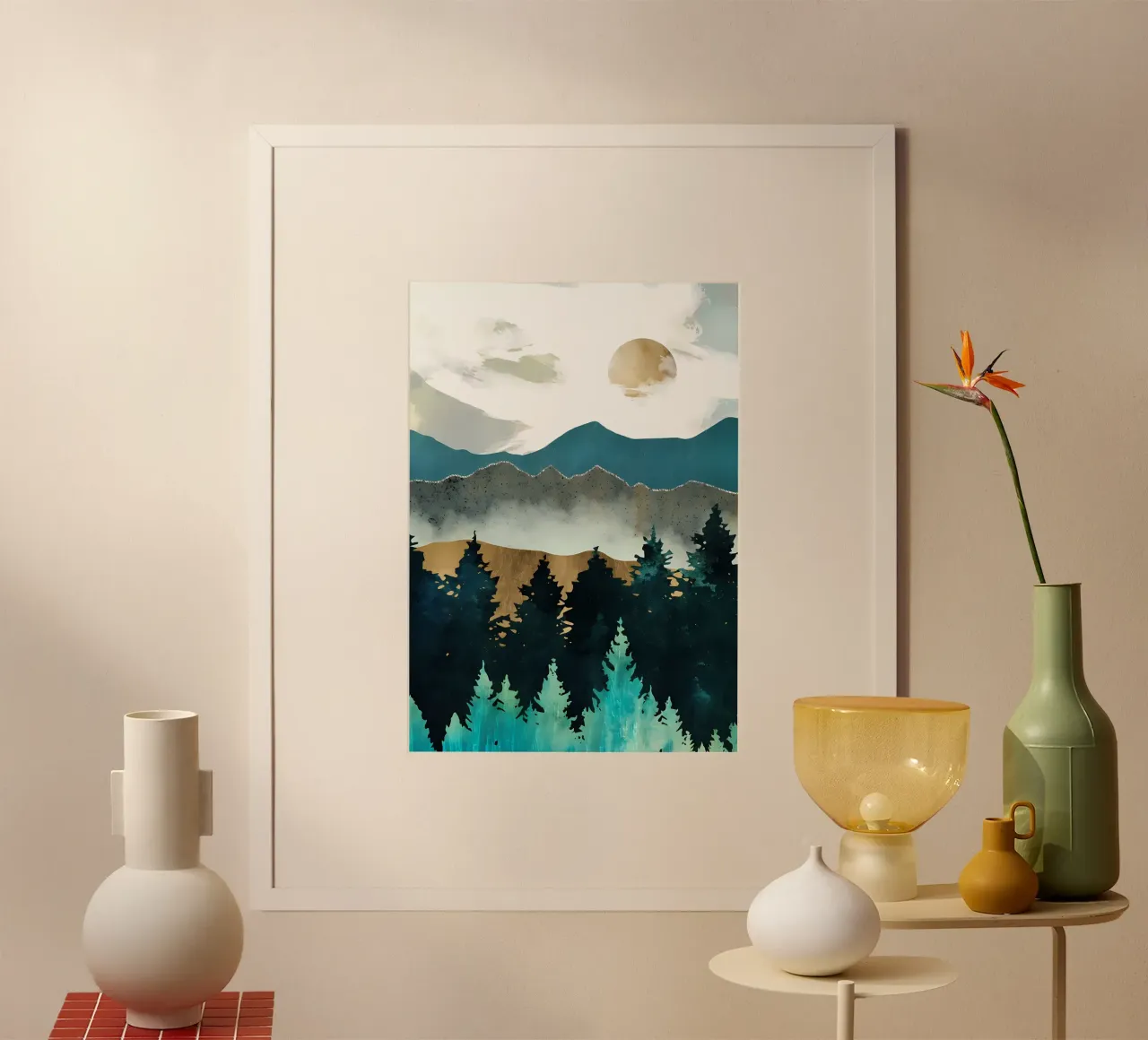 Nebbia della foresta poster con telaio in plastica da Albert S Jacob
