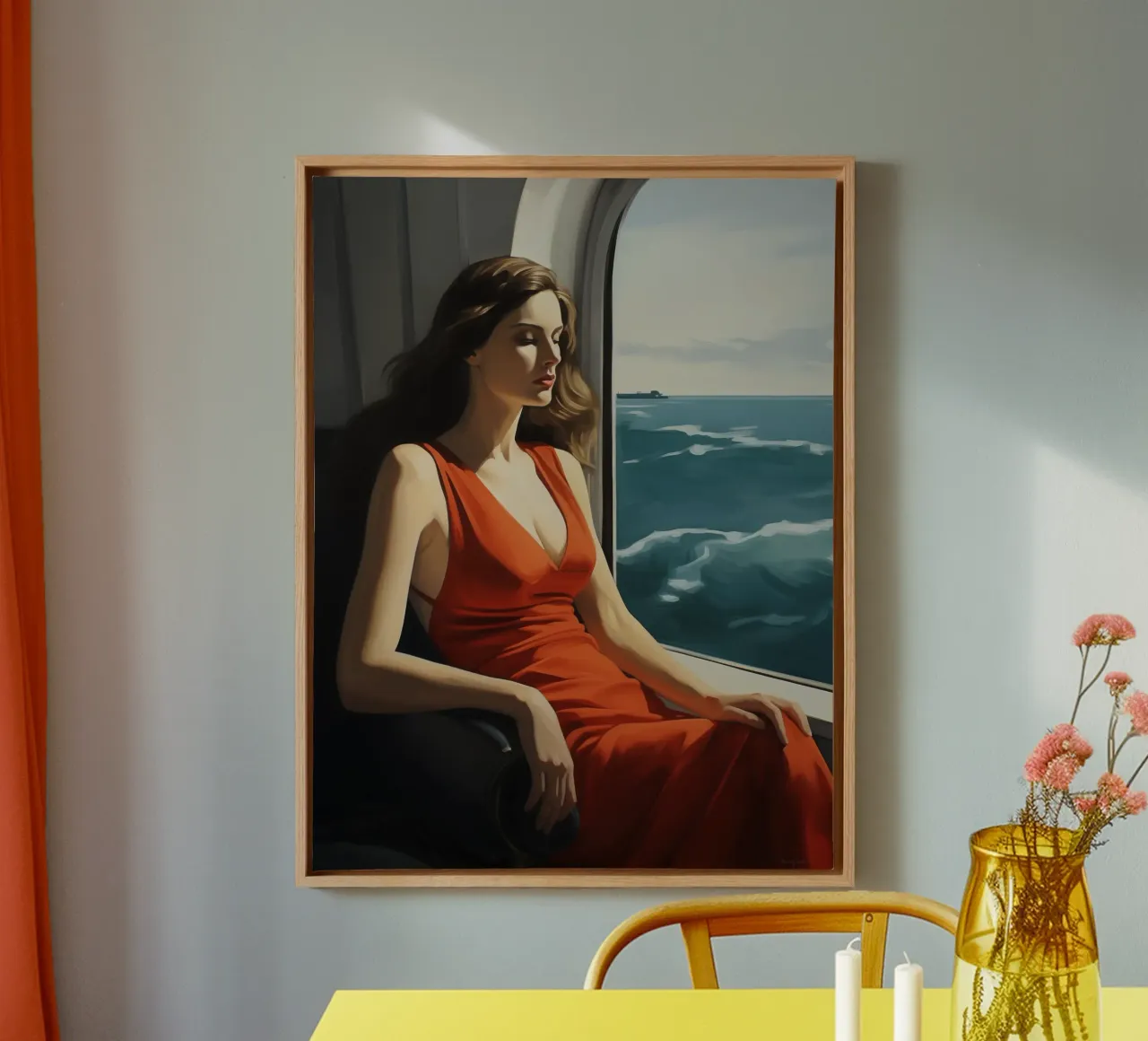 The Crossing | Schilderij geïnspireerd door E. Hopper canvas met Baklijst van Autofocus