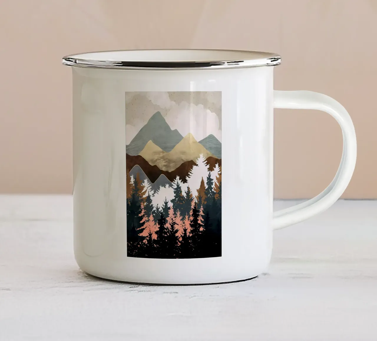 Vista sulla foresta tazza in smalto da Albert S Jacob