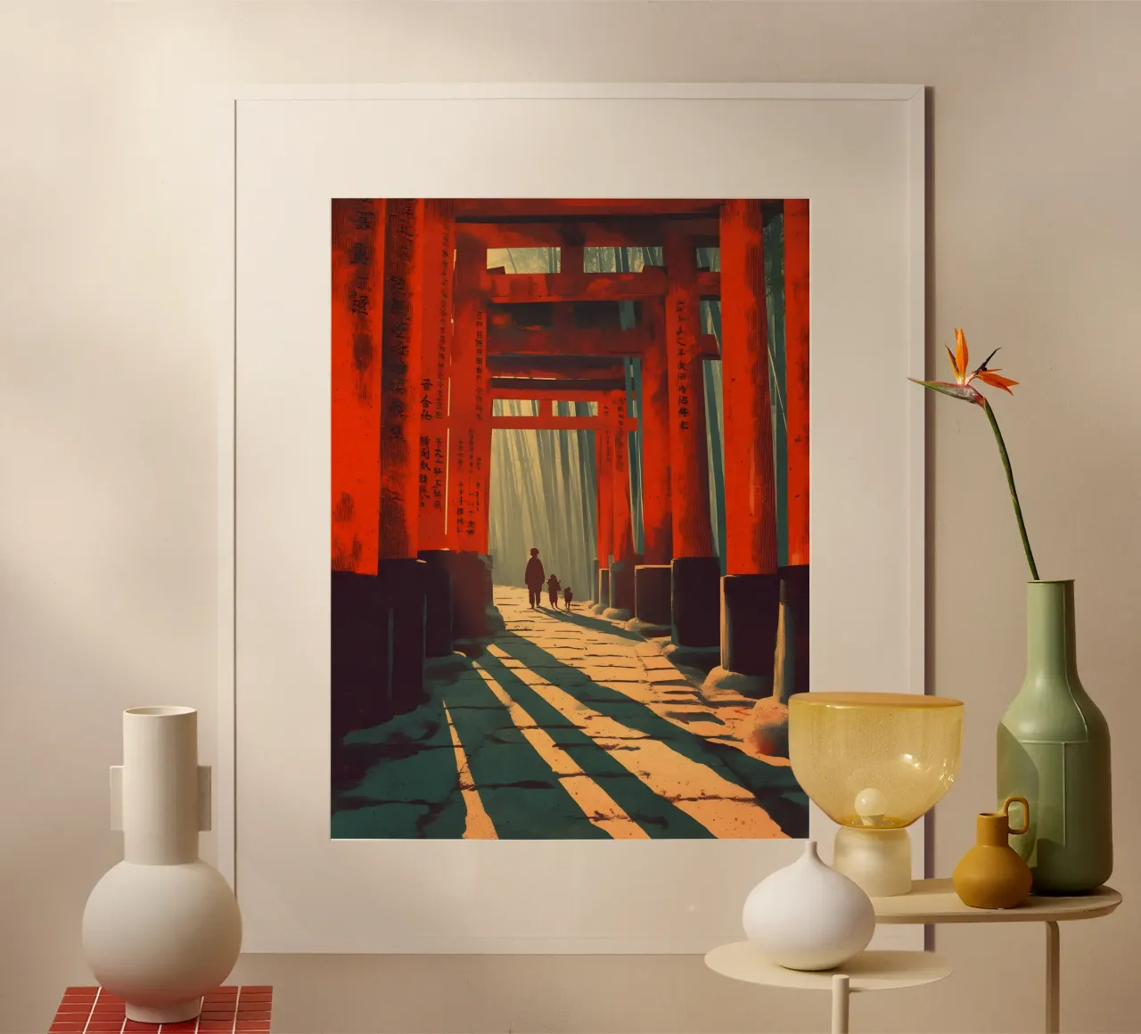 Il sentiero del silenzio - Attraverso il Torii poster con telaio in alluminio da Sugoi