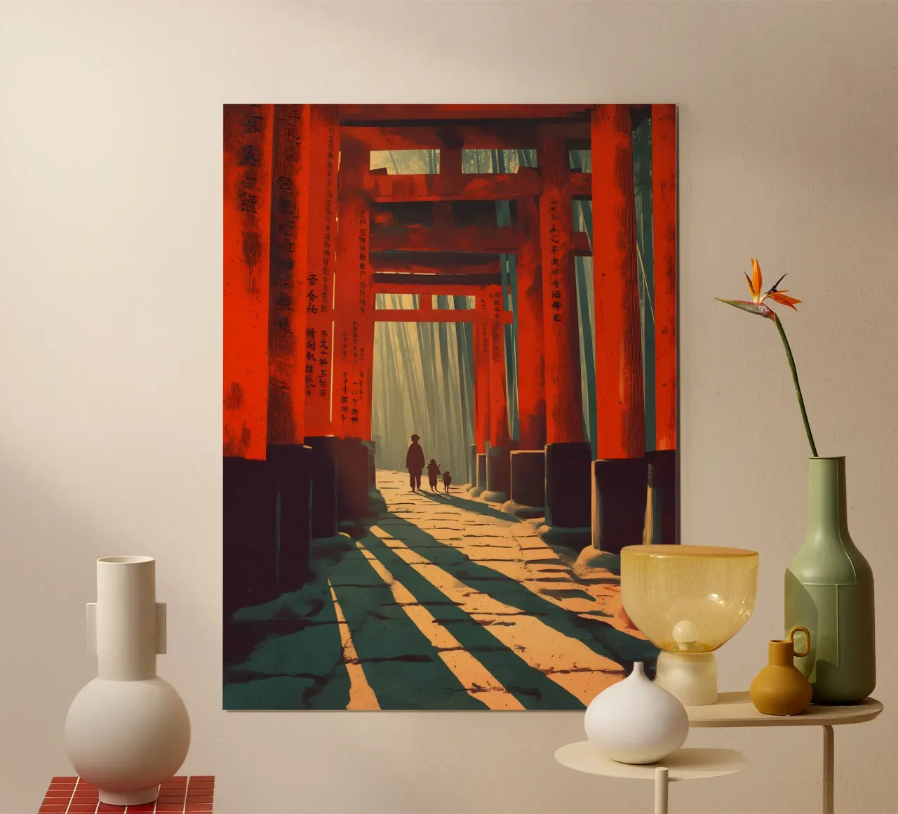 Il sentiero del silenzio - Attraverso il Torii poster con telaio in alluminio da Sugoi