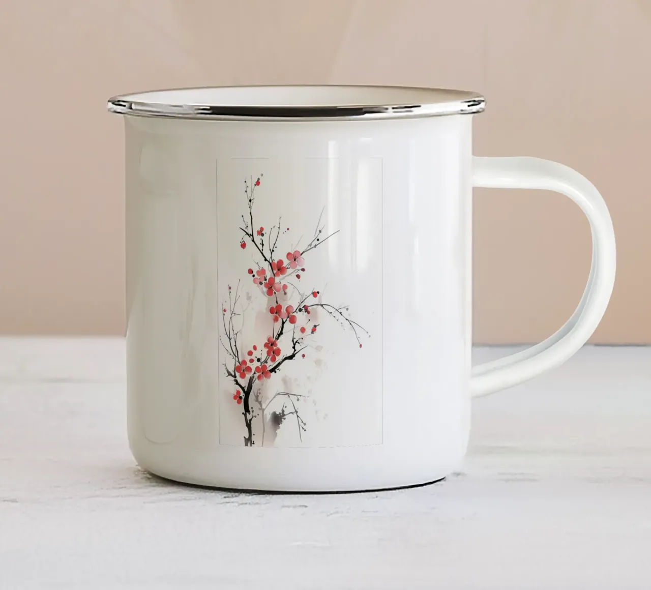 Fiore di sakura giapponese tazza in smalto da Rebecca Clark Wyrick
