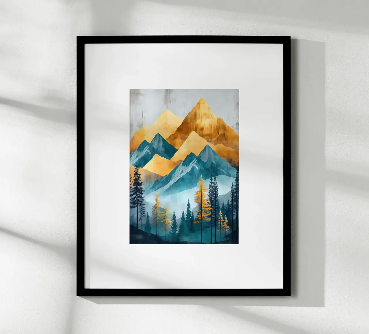 Paesaggio della montagna d'oro poster con telaio in plastica da Albert S Jacob