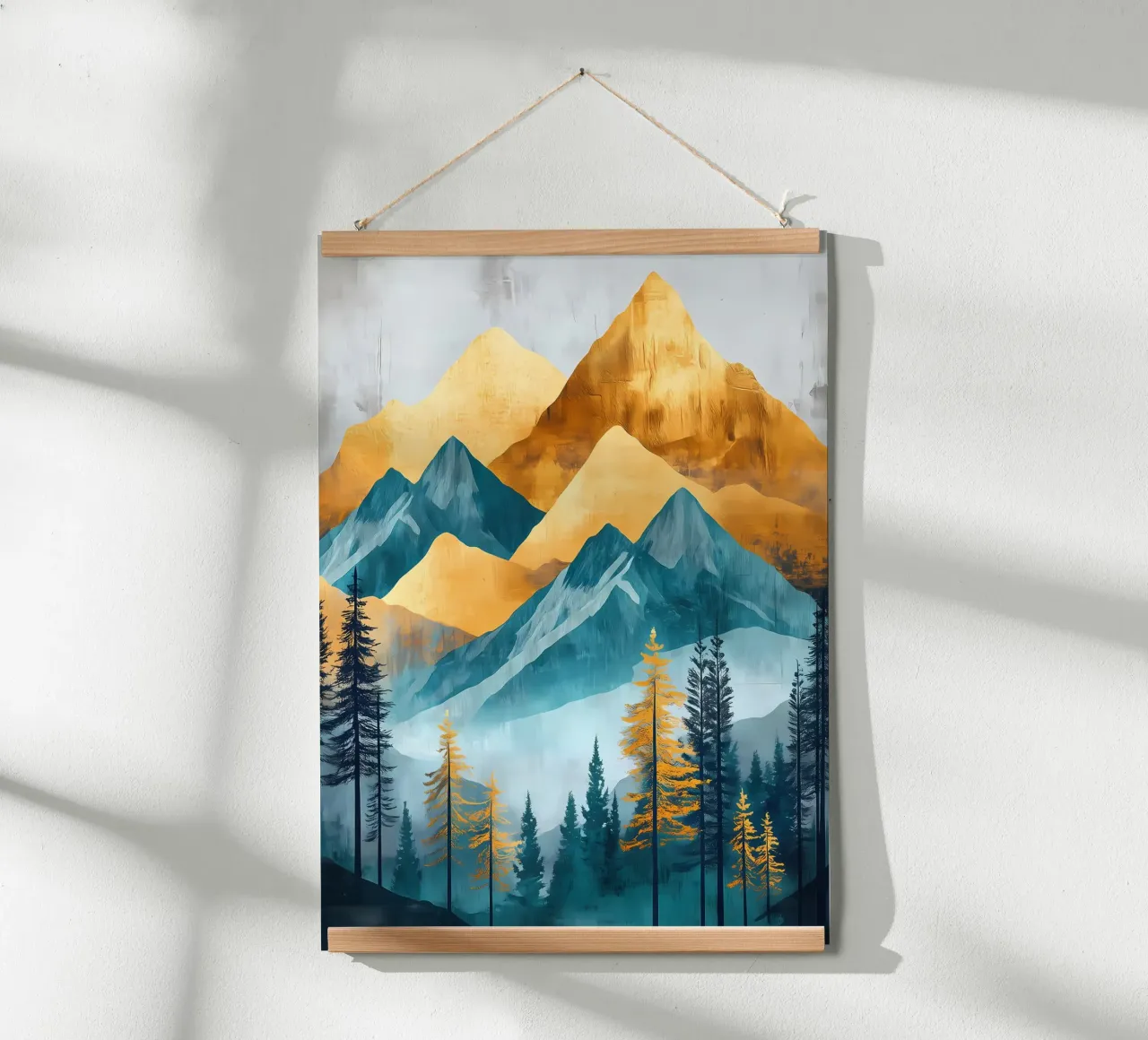 Paesaggio della montagna d'oro poster con telaio in plastica da Albert S Jacob