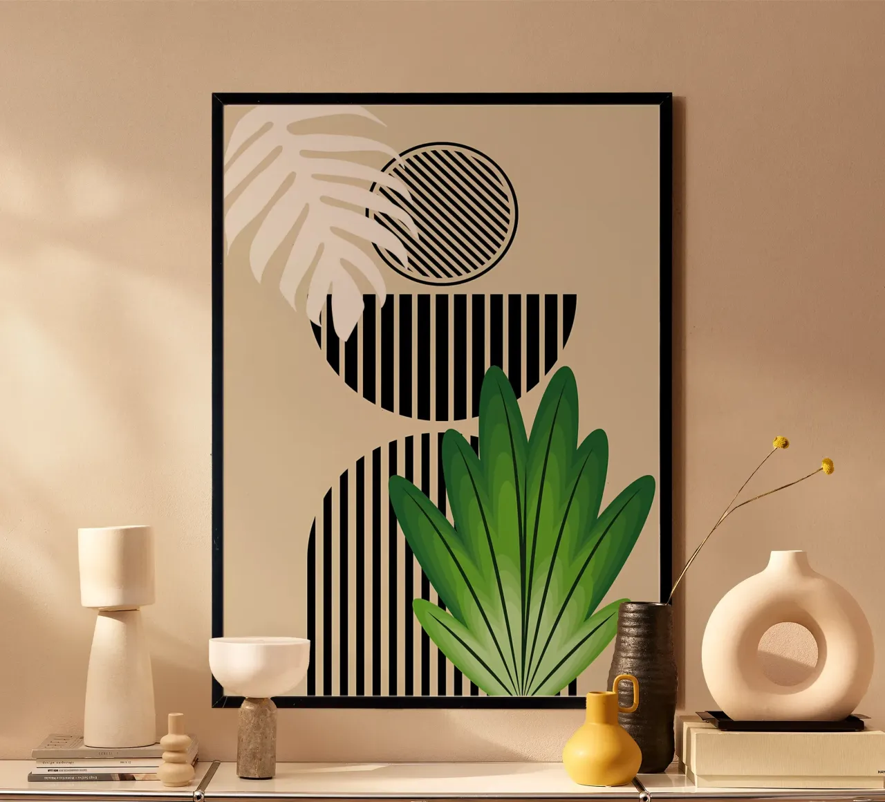 Tropical Geometric Art Print poster with wooden frame by James M Coyle