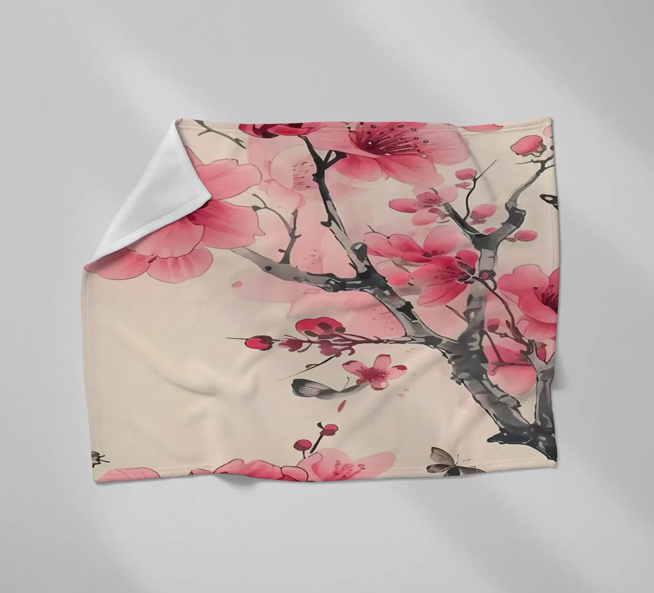 Acquerello sui fiori di ciliegio coperta in pile da Rebecca Clark Wyrick