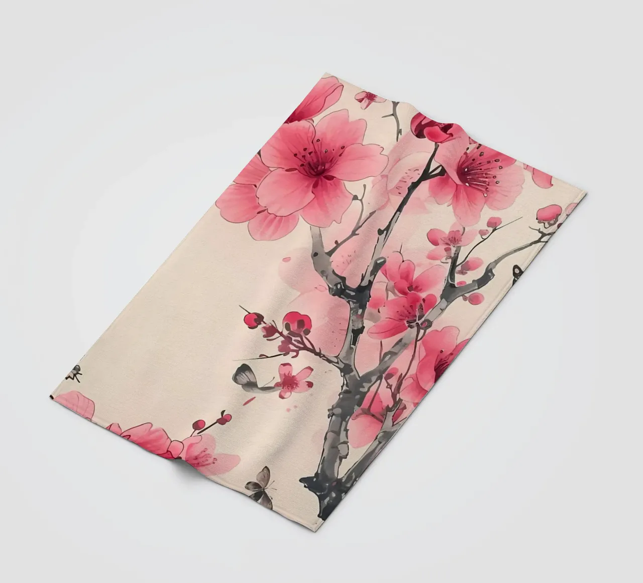 Acquerello sui fiori di ciliegio coperta in pile da Rebecca Clark Wyrick