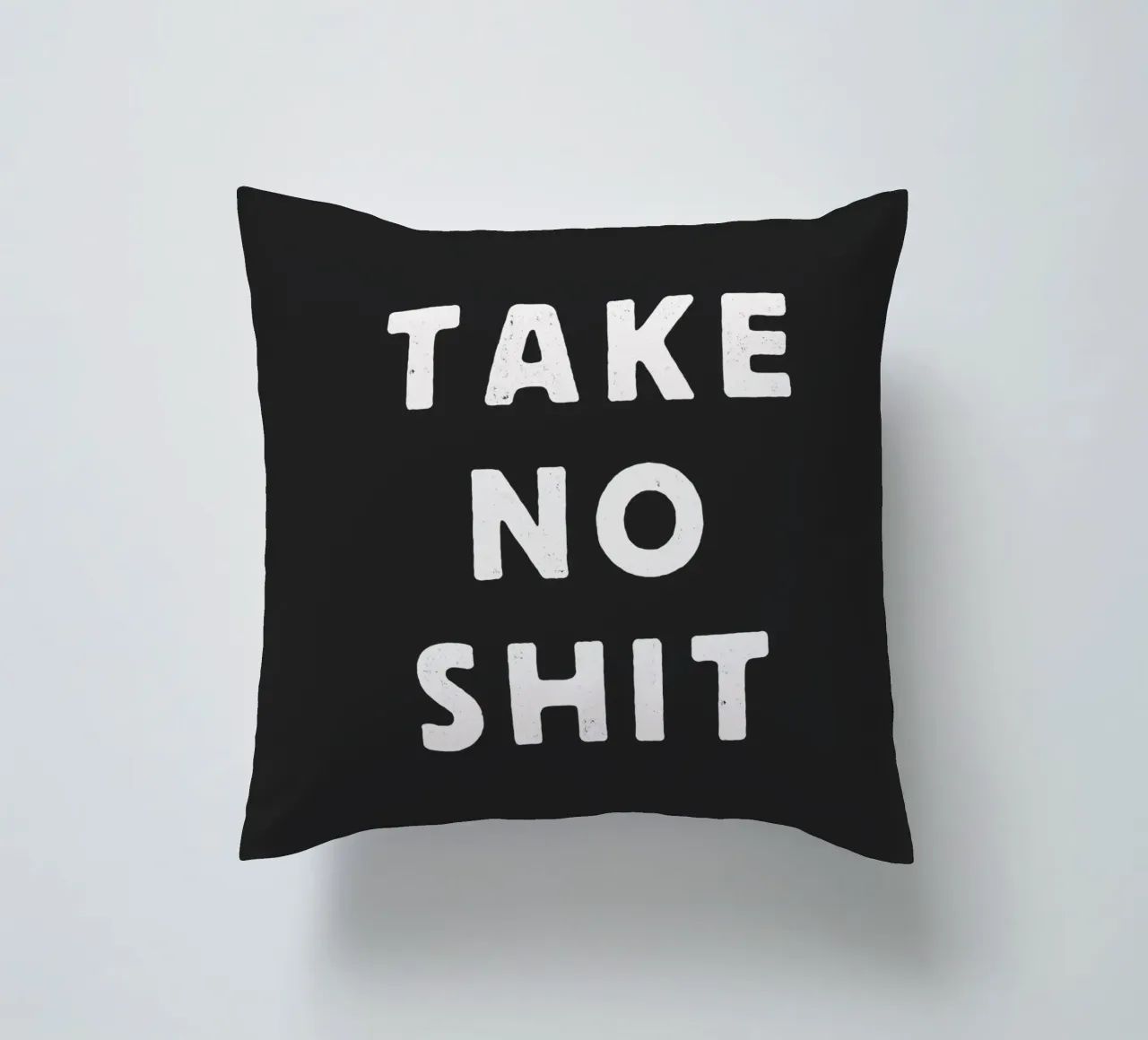 Take No Shit Sassy Sarcastic Typography Print in Black White decorative cushion by THE MOTIVATED TYPE