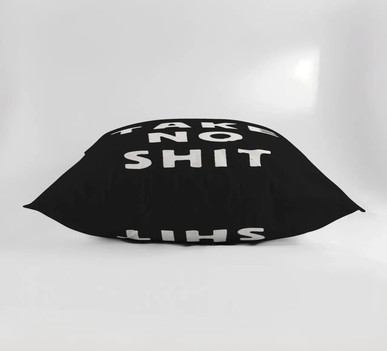 Take No Shit Sassy Sarcastic Typography Print in Black White decorative cushion by THE MOTIVATED TYPE