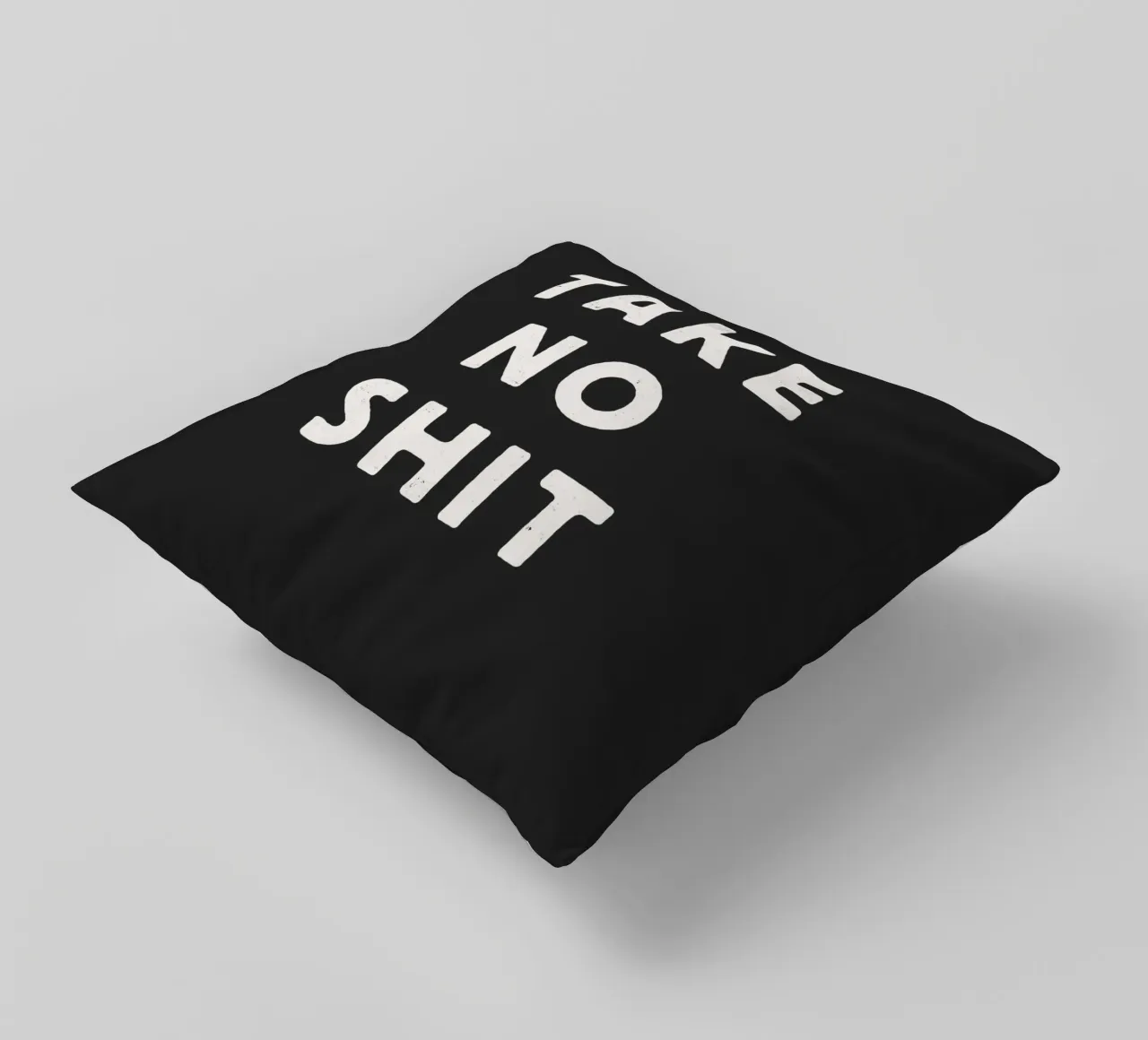 Take No Shit Sassy Sarcastic Typography Print in Black White decorative cushion by THE MOTIVATED TYPE