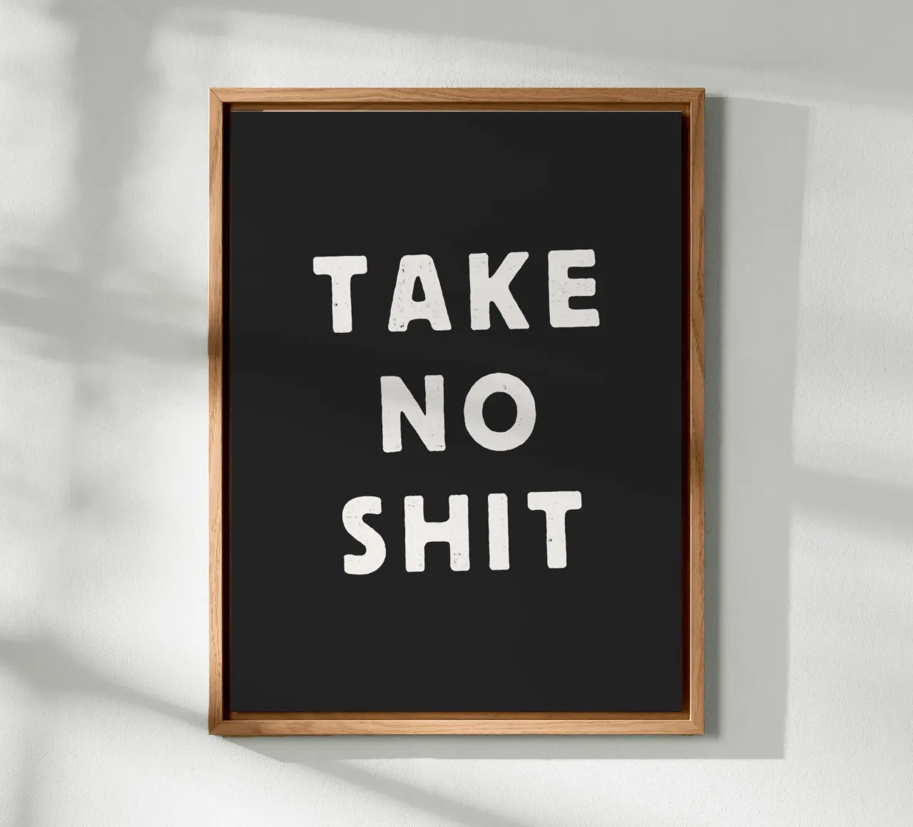 Take No Shit Sassy Sarcastic Typography Print in Black White alu-dibond by THE MOTIVATED TYPE