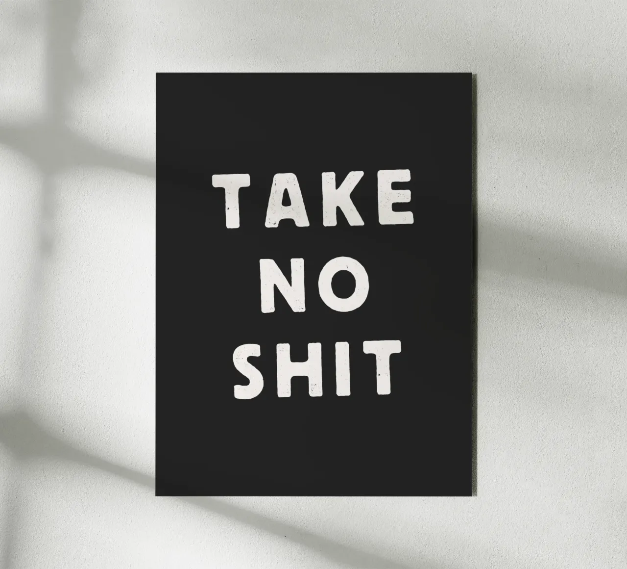 Take No Shit Sassy Sarcastic Typography Print in Black White alu-dibond by THE MOTIVATED TYPE