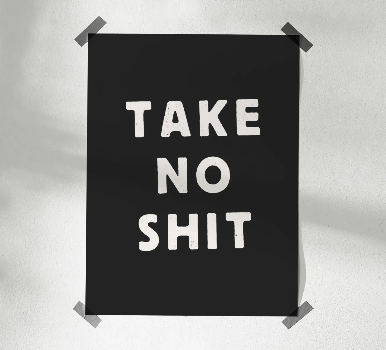 Take No Shit Sassy Sarcastic Typography Print in Black White hahnemühle by THE MOTIVATED TYPE