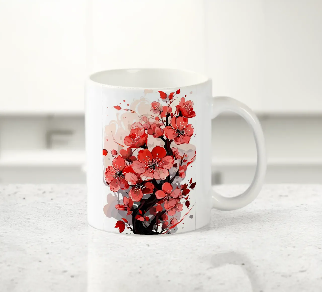 Fiore rosso tazza in ceramica da Rebecca Clark Wyrick