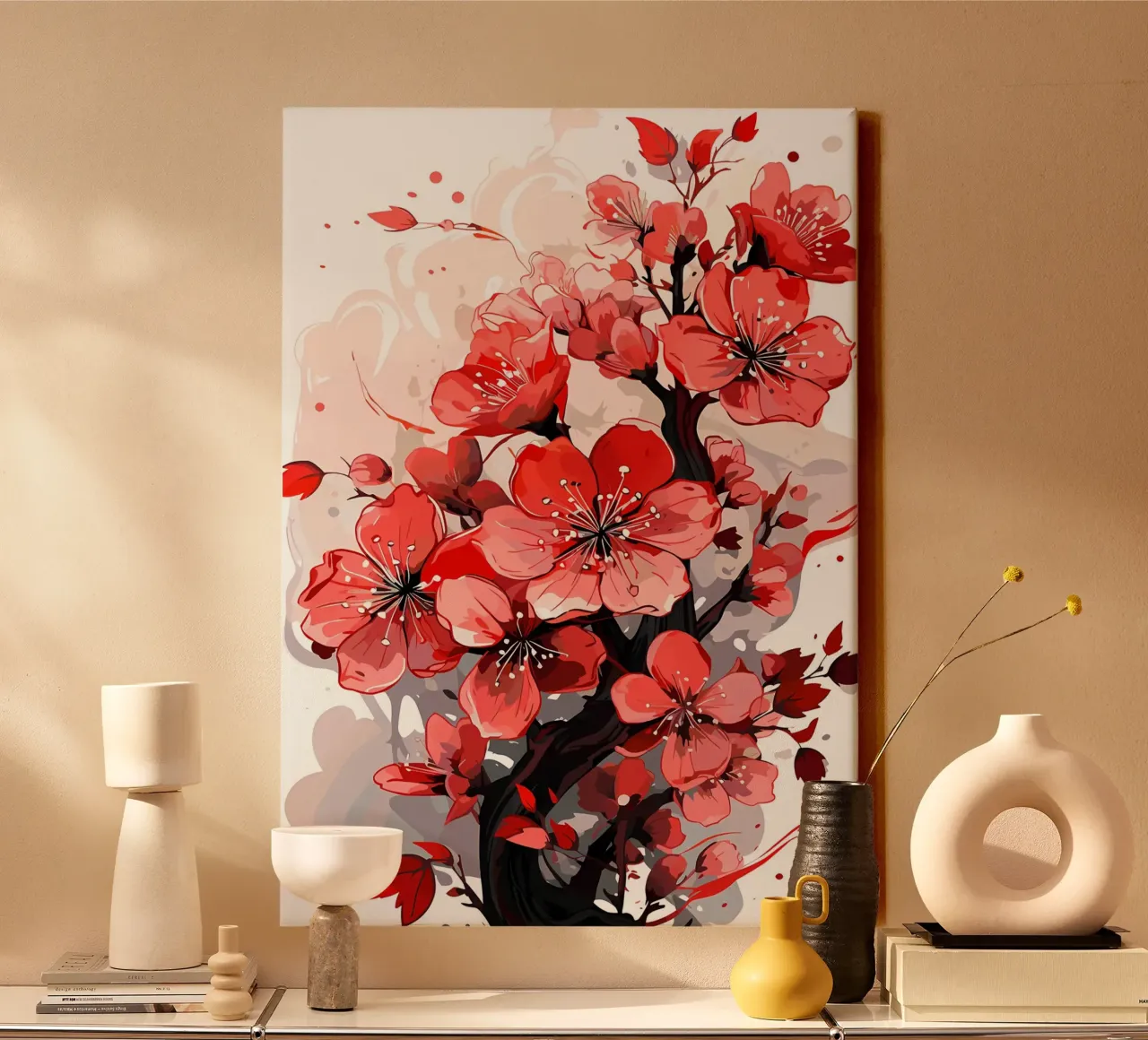 Fiore rosso tela da Rebecca Clark Wyrick