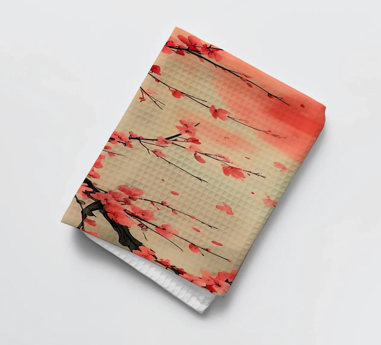 plum blossom tea towel by Rebecca Clark Wyrick