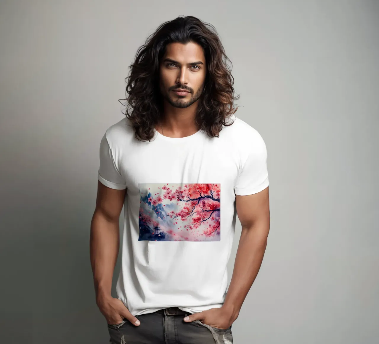 Paesaggio dei ciliegi in fiore t-shirt da Rebecca Clark Wyrick
