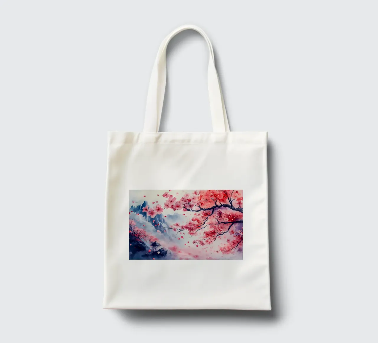 Paesaggio dei ciliegi in fiore borsa in juta da Rebecca Clark Wyrick