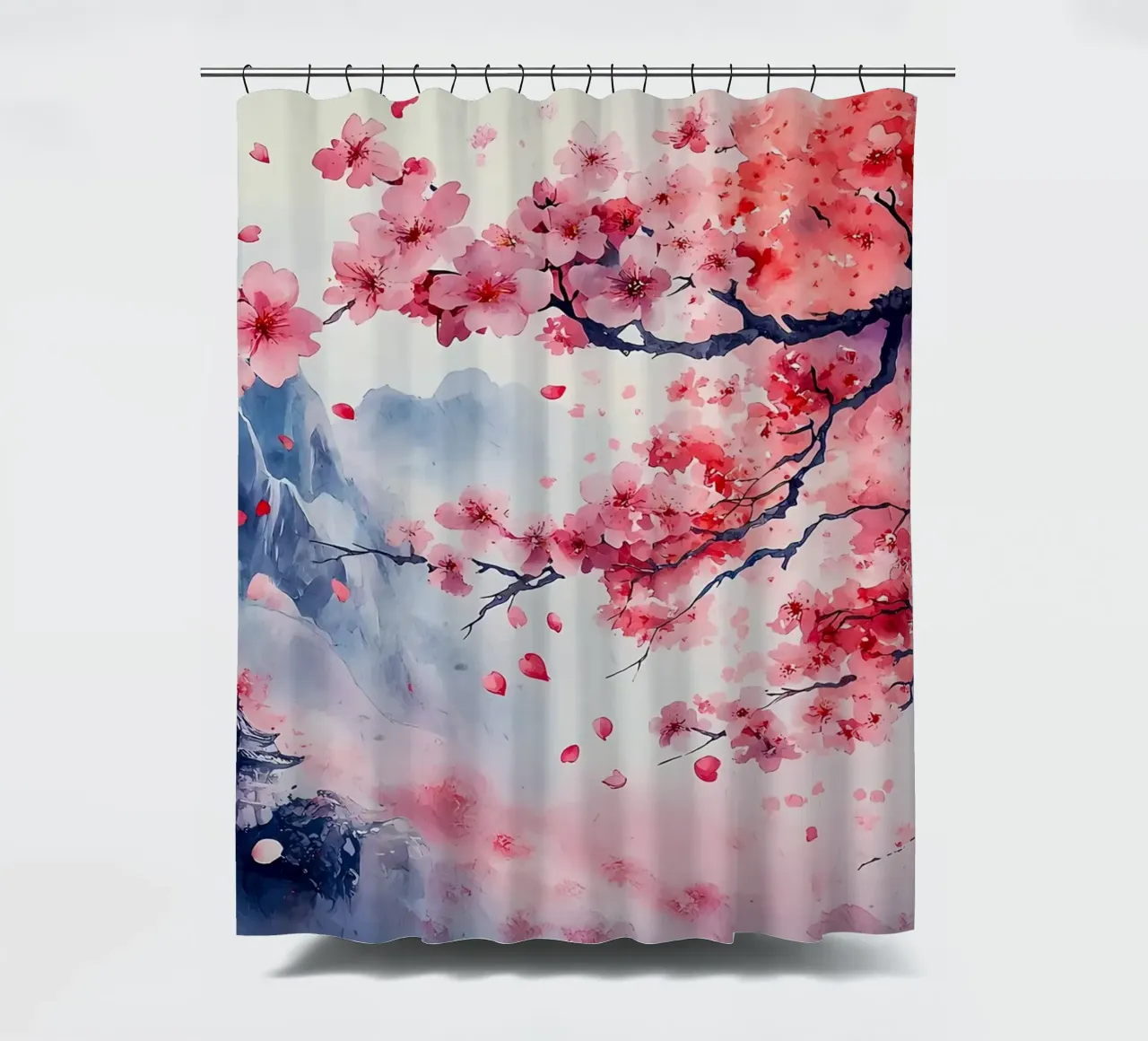 Paesaggio dei ciliegi in fiore tenda da doccia da Rebecca Clark Wyrick